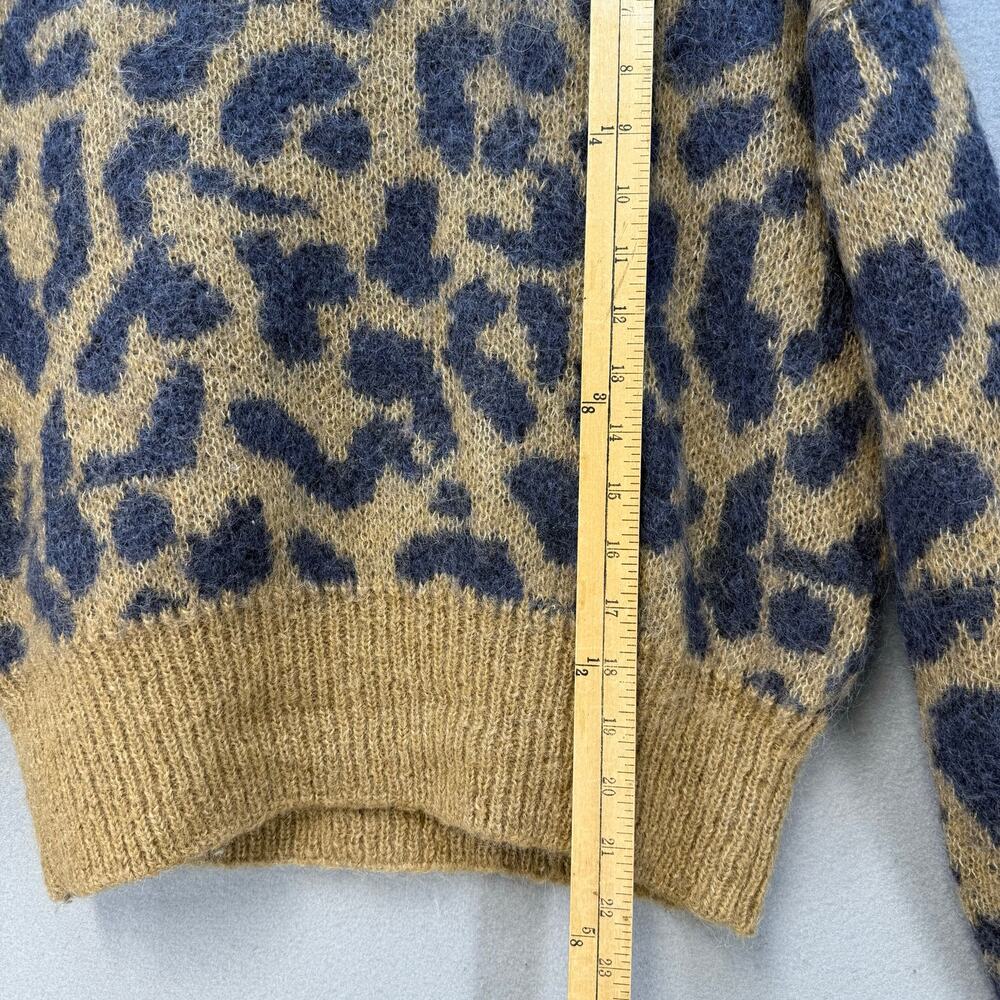 La Maille Cezane Sweater Women's XS Brown Black Cheetah Alpaca Angora Mohair - Picture 8 of 9